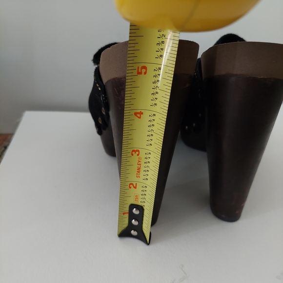 Flogg Black Suede Platform Clogs with Contrast Stitching Size 7.5 - Picture 5 of 8